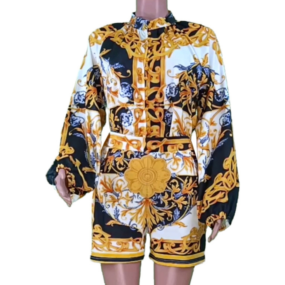 Baroque gold Print Shorts Set - Picture 2 of 6